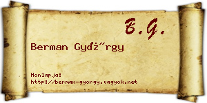 Berman György névjegykártya