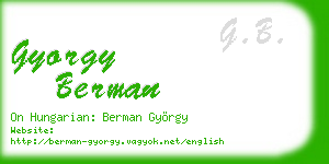 gyorgy berman business card